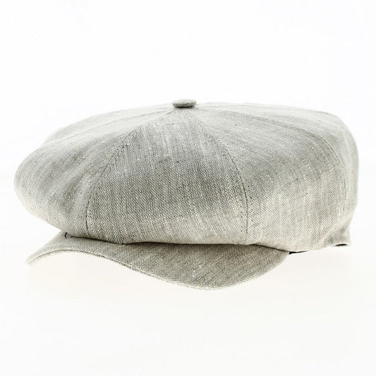 J K Beige 8-Panel Linen Newsboy Cap