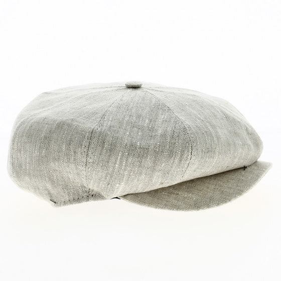 J K Beige 8-Panel Linen Newsboy Cap
