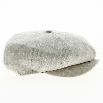 J K Beige 8-Panel Linen Newsboy Cap