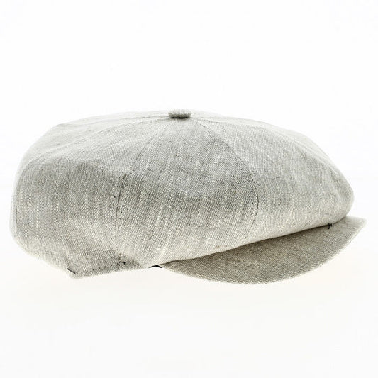 J K Beige 8-Panel Linen Newsboy Cap