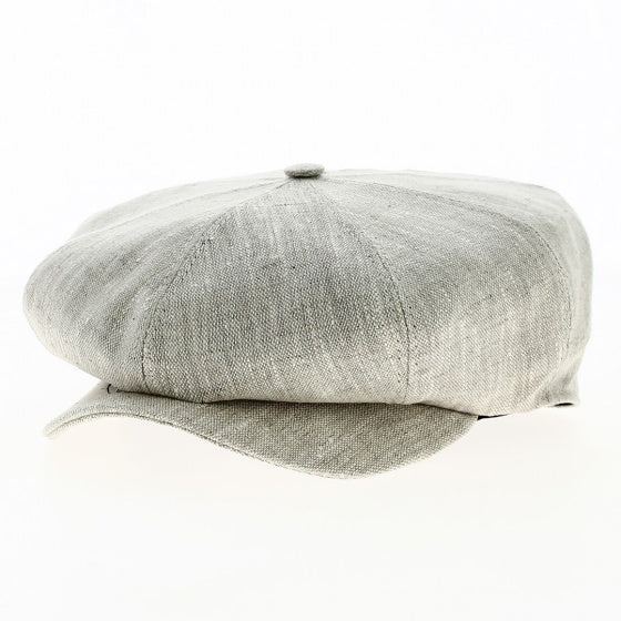 J K Beige 8-Panel Linen Newsboy Cap