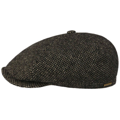 J K Black Heathered Wool Newsboy Cap