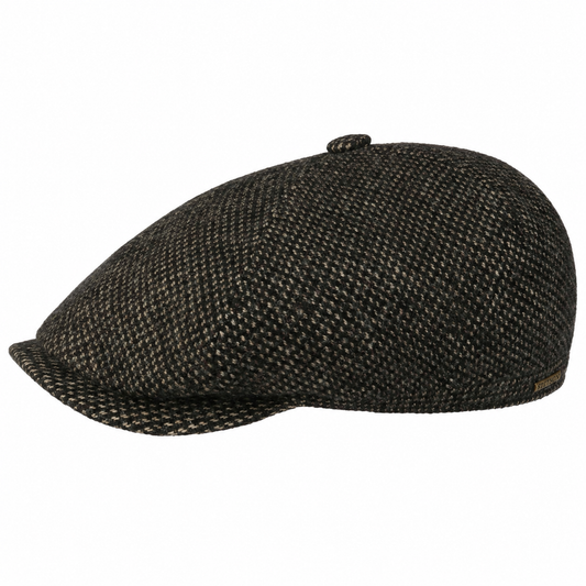 J K Black Heathered Wool Newsboy Cap